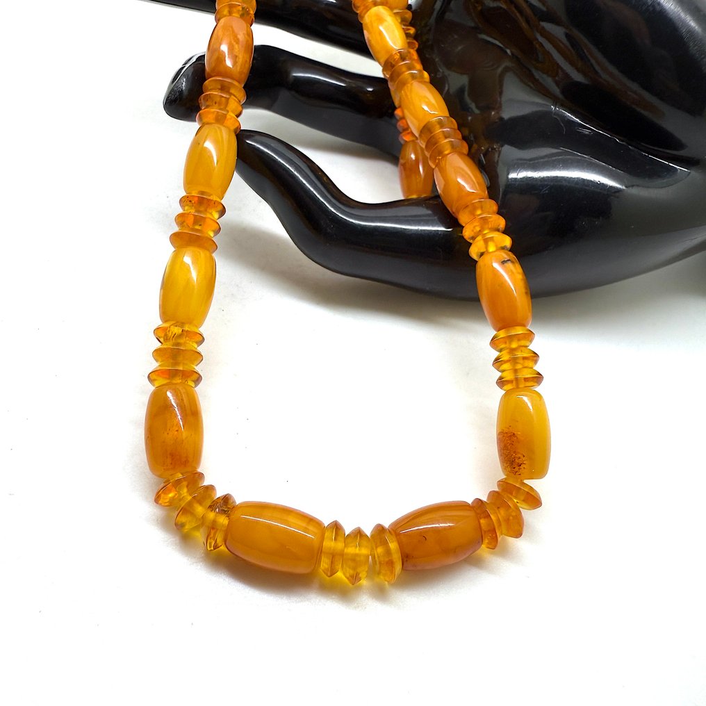 老手工雕刻的波罗的海琥珀整石珠项链 - 琥珀 - succinite #3.2