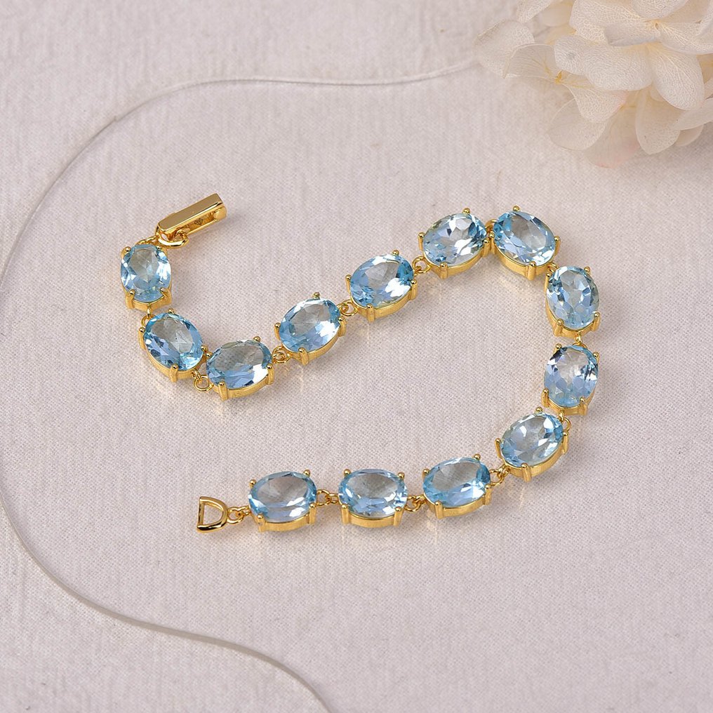 Fără preț de rezervă - Brățară Argint - Topaz - Certificat #1.0