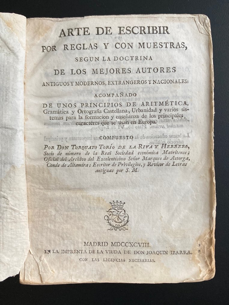 T. Torio de la Riva y Herrero - El arte de escribir - 1798 #1.0