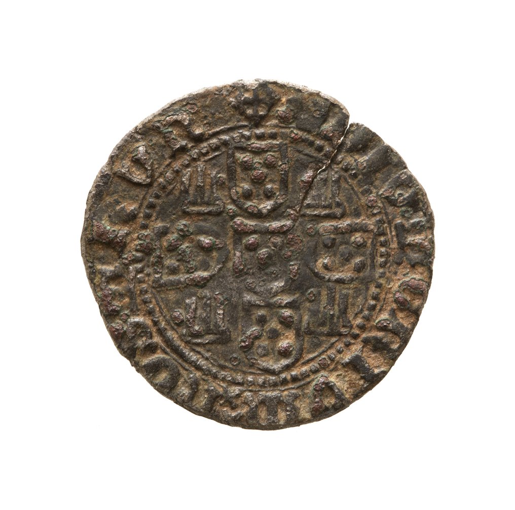 葡萄牙. D. João I (1385-1433). Meio Real de Três e Meia Libras - P - Porto - IHNS / ADIVTORIVM - Muito Rara #1.0