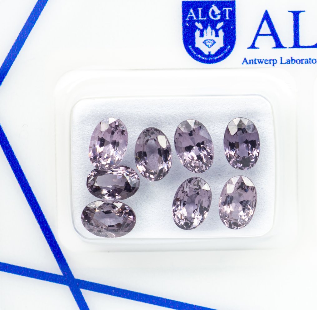 No Reserve Price - 8 pcs Spinel - 4.89 ct - Antwerp Laboratory for Gemstone Testing (ALGT) - Intense Purple Pink #1.0