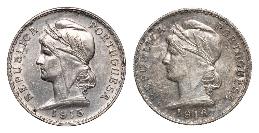 Portugal. República. 2 Moedas - 1 Escudo 1915 & 1916 (Ohne mindestpreis) #1.0