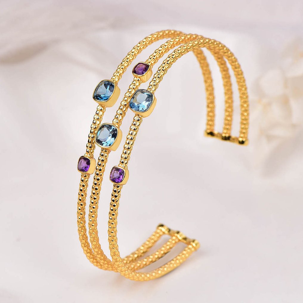 沒有保留價 - 手鈪 銀 - 混合宝石 - 认证 #1.0