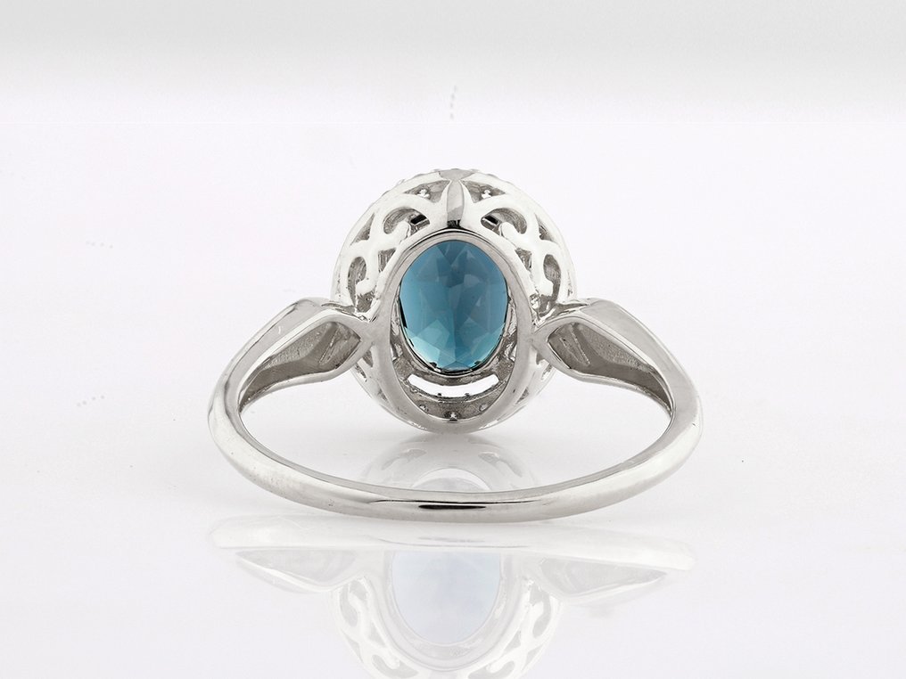 Inel - 14 ct. Aur alb -  1.59ct. tw. Topaz - Diamant #3.2