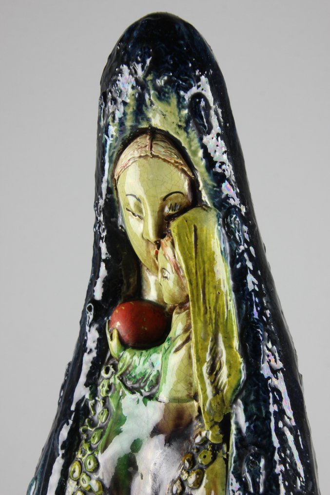 Flemisch Pottery - A. Noseda - Statue, Madonna met Kind - 50 cm - Earthenware #2.1