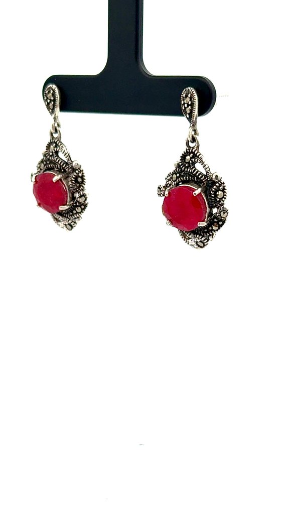 Sem preço de reserva - Brincos Prata - 3.00ct. tw. Rubi - Rubi #1.0