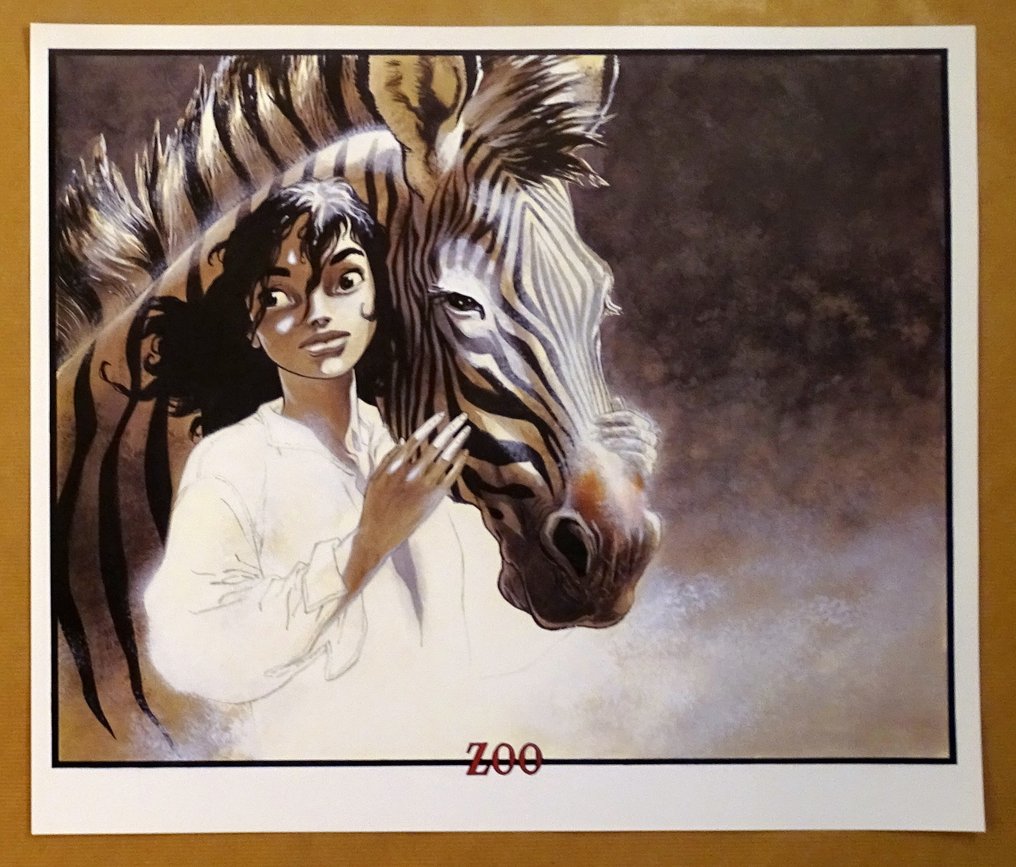 Frank Pé - 1 Offset Print - Zoo - Manon et Le zèbre - Espace BD #1.0