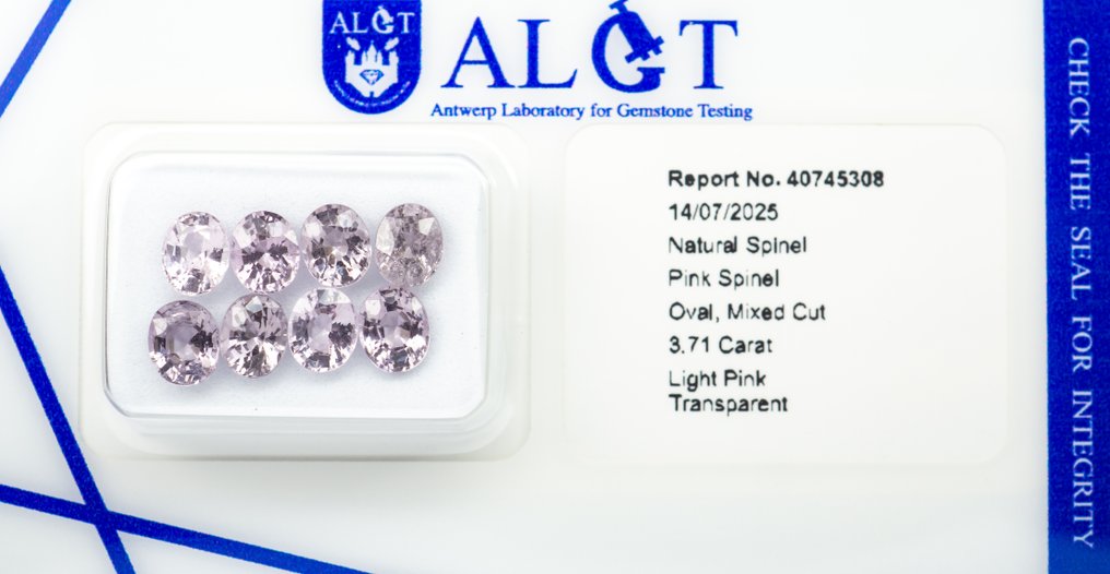 Ingen mindstepris - 8 pcs  Spinel  - 3.71 ct - Antwerp Laboratory for Gemstone Testing (ALGT) - Lyserød #3.2