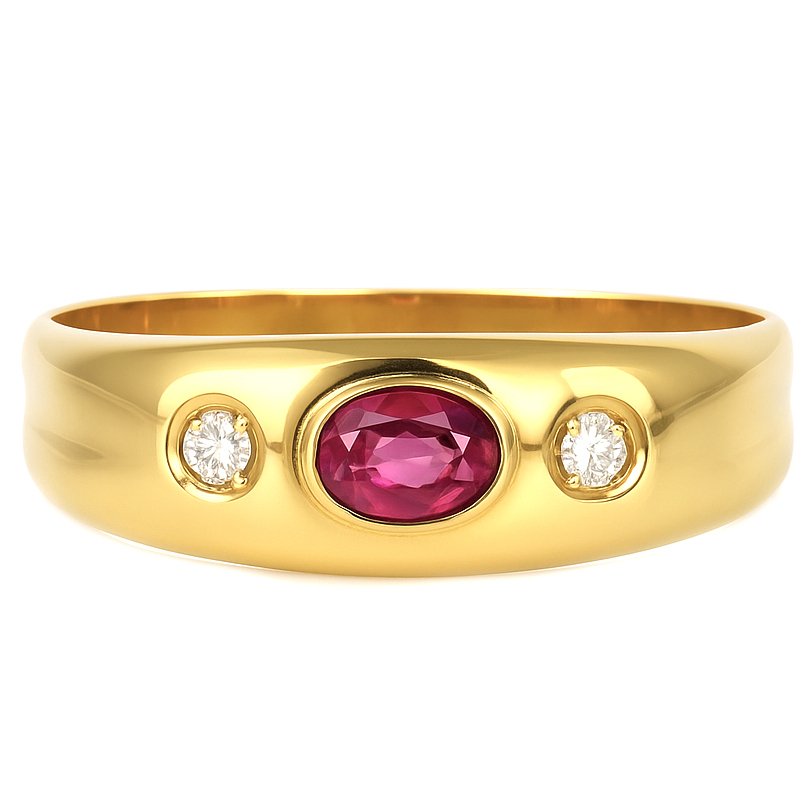 Δαχτυλίδι - 18 καράτια Κίτρινο χρυσό -  0.20ct. tw. Ρουμπίνι - Διαμάντι #1.0