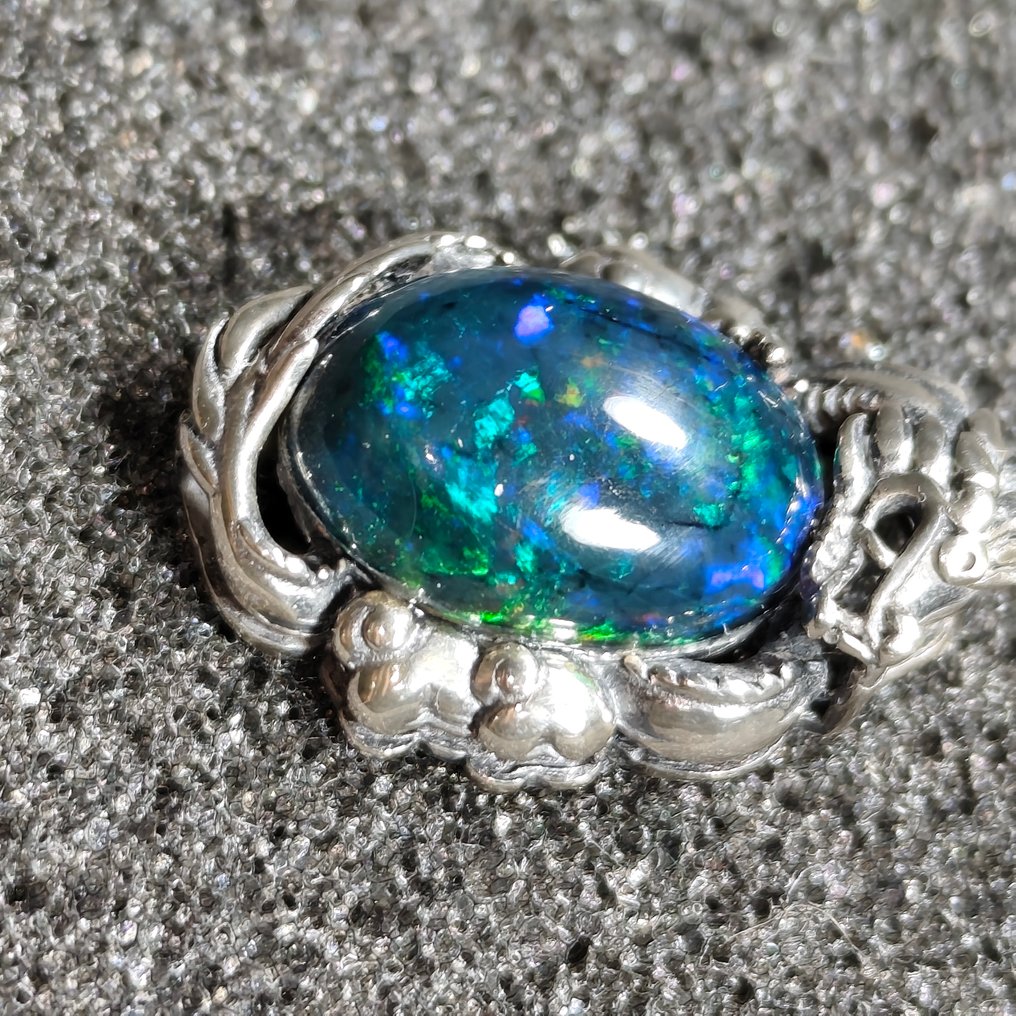 Μενταγιόν δράκου S925 με καπνιστό welo opal. Κοσμήματα- 3.04 g - (1) #4.3