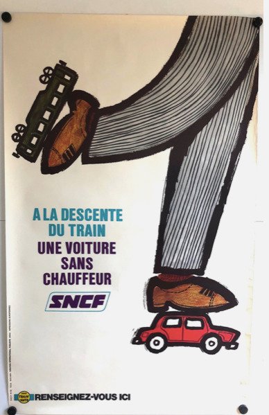 aucun - Une voiture sans chauffeur – SNCF – Affiche originale – C.1970 #1.0