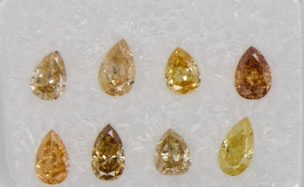 8 pcs Διαμάντι (Φυσικό) - 0.93 ct - Αχλάδι - I1, I2 - Gem Report Antwerp (GRA) #1.0