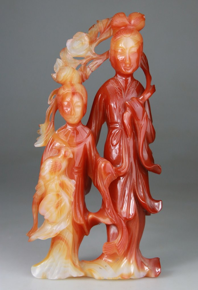 雕塑 - 小雕像 - 观音 - 雕塑 - 玛瑙, 玛瑙 - 中国 - 19世纪末 - 20世纪初 #1.0