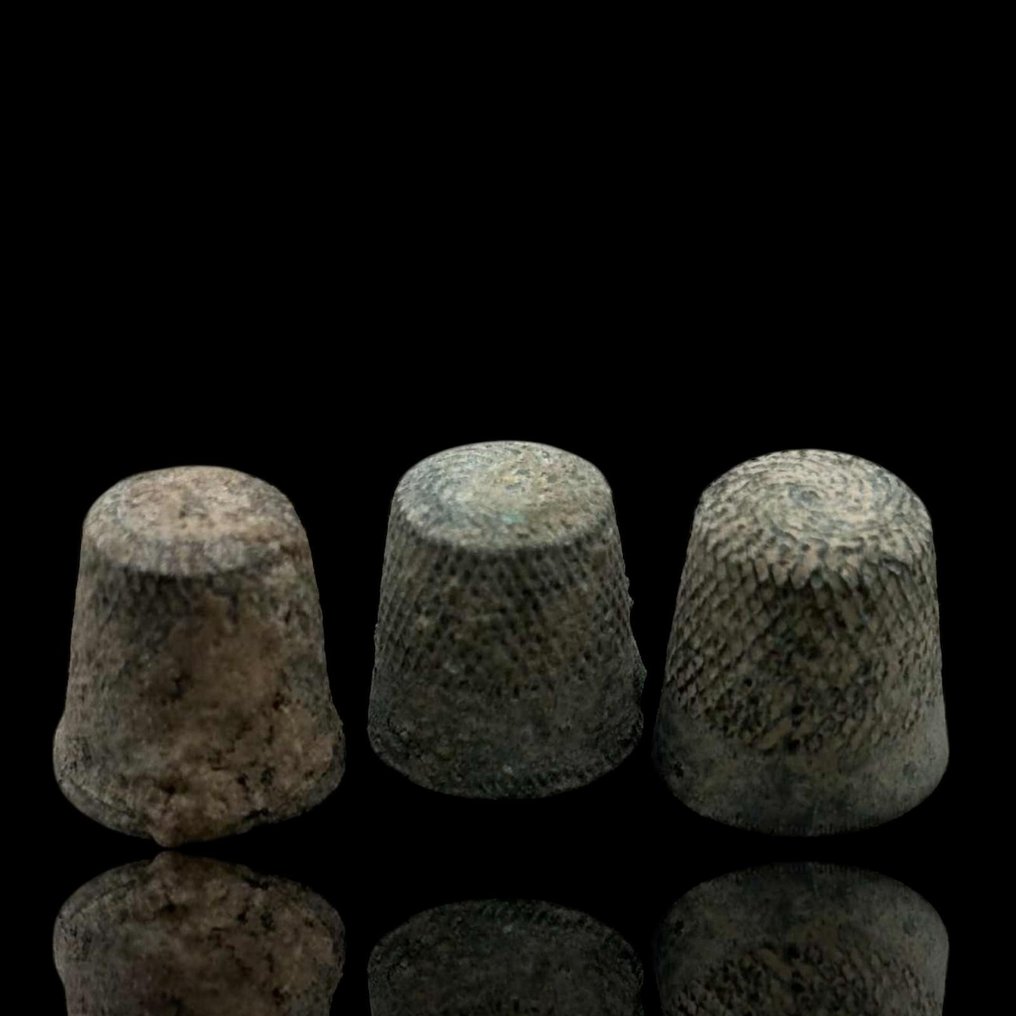 Medieval Bronze Thimbles Lot of 3 - 2 cm  (No Reserve Price) #1.0