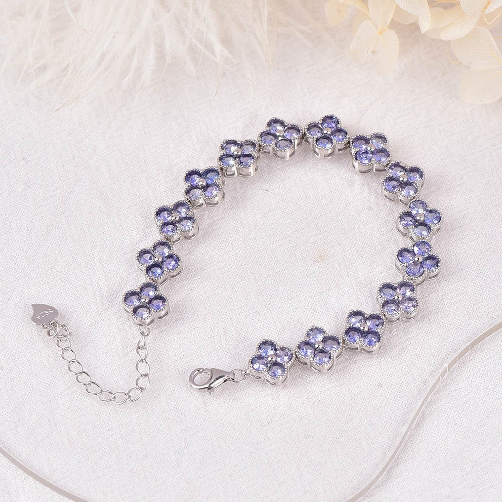 Fără preț de rezervă - Brățară Argint - Tanzanite - Certificat #1.0