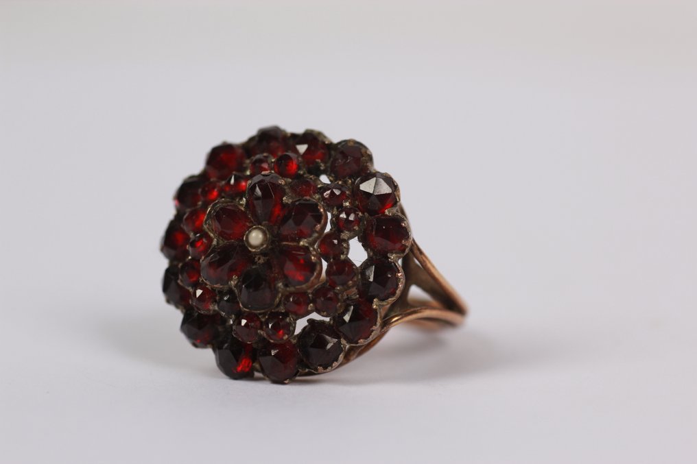 戒指 - 14K包金 黄金 -  3.65ct. tw. 珍珠 - 石榴石 - 波西米亚的 #4.3