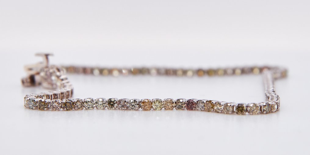 χωρίς τιμή ασφαλείας - Βραχιόλι - 18 καράτια Λευκός χρυσός - 1.86ct. tw. Διαμάντι (Φυσικού χρώματος) #2.1