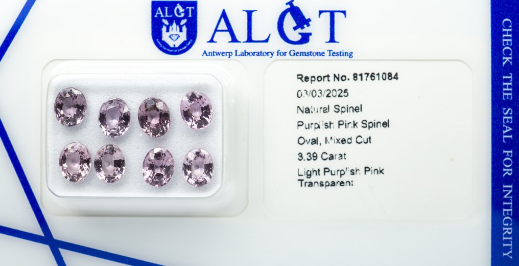 Ohne Mindestpreis - 8 pcs Spinell - 3.39 ct - Antwerp Laboratory for Gemstone Testing (ALGT) - Hellviolettes Pink #3.2