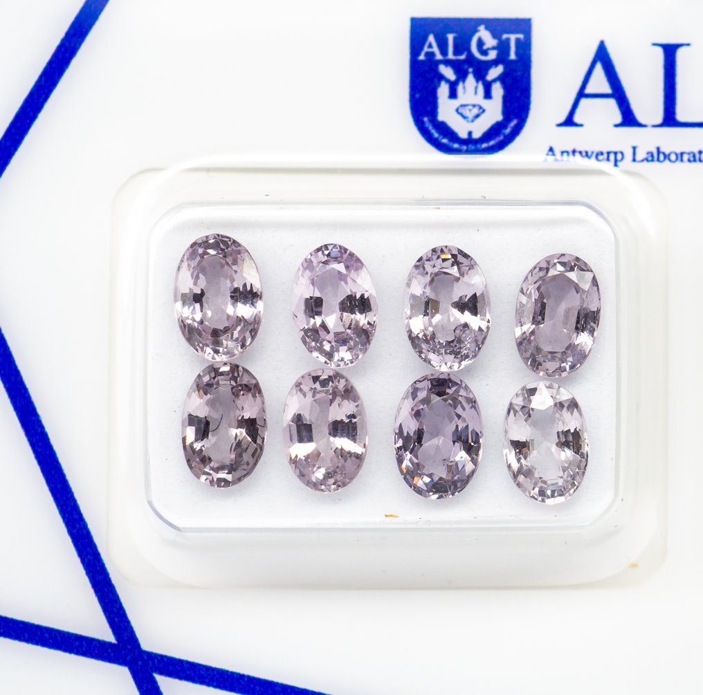 Fără preț de rezervă - 8 pcs  Spinel  - 4.37 ct - ALGT (Laboratorul pentru testarea pietrelor prețioase din Anvers) - Roz pal #1.0