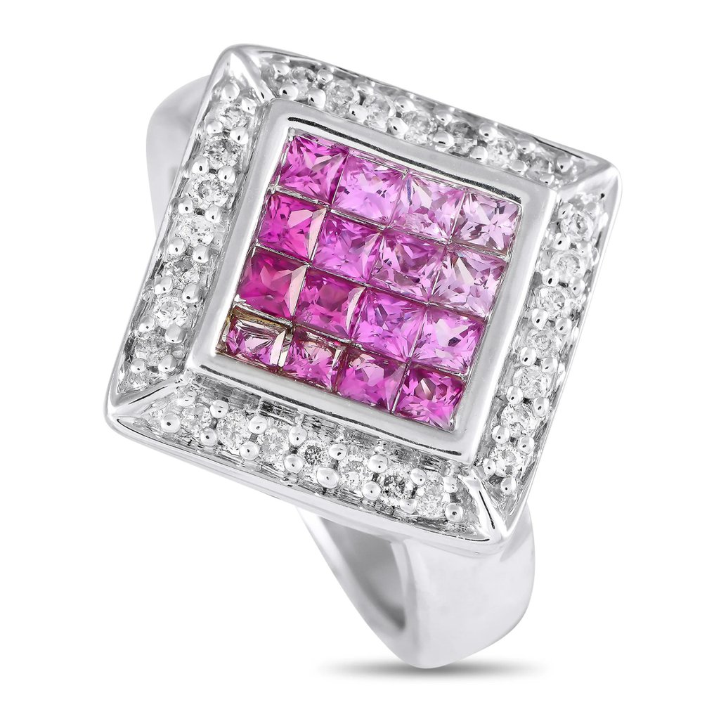 Δαχτυλίδι - 14 καράτια Δαχτυλίδι από λευκό χρυσό 14K με διαμάντια και ζαφείρια, Λευκός χρυσός -  1.25ct. tw. #1.0