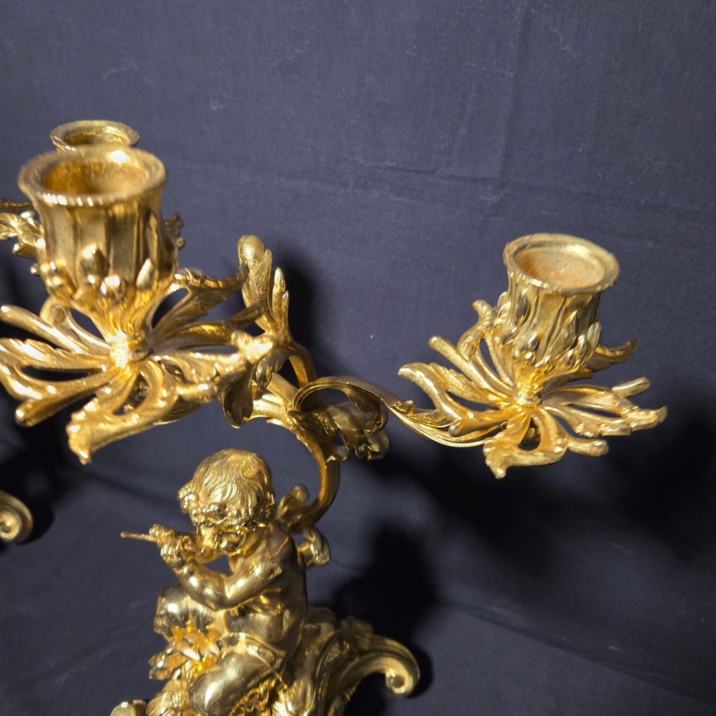 Candeliere (2) - Bronzo dorato - Candelabri di bronzo #2.1