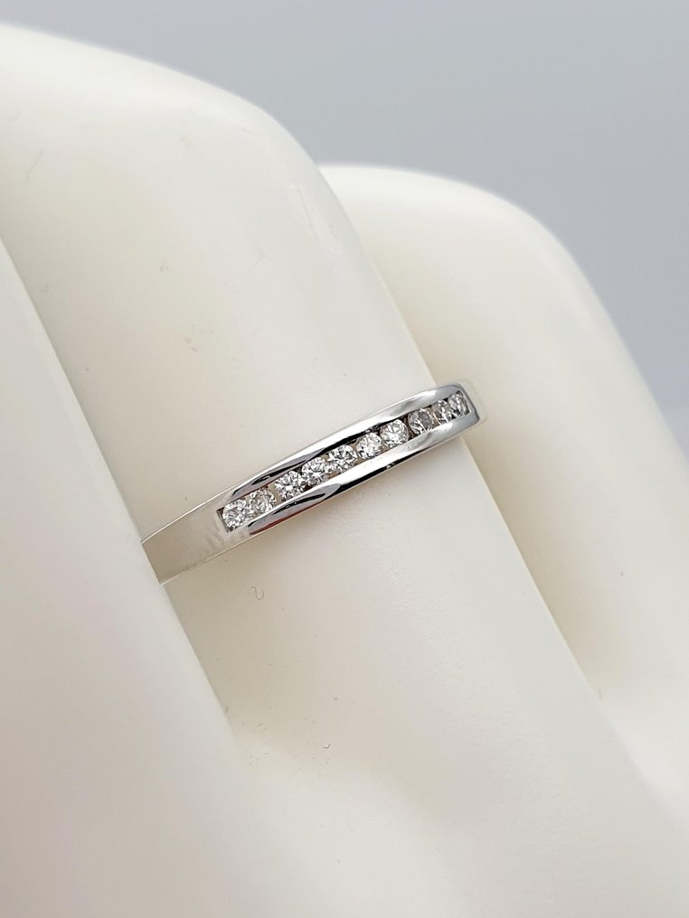 Sormus - 18 kt. Valkokulta -  0.20ct. tw. Timantti (Luonnollinen)  #3.2