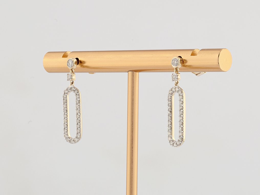 耳环 - 14K包金 黄金 -  0.43ct. tw. 钻石 (天然)  #1.0