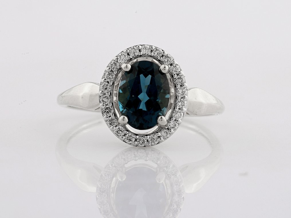 Inel - 14 ct. Aur alb -  1.59ct. tw. Topaz - Diamant #1.0