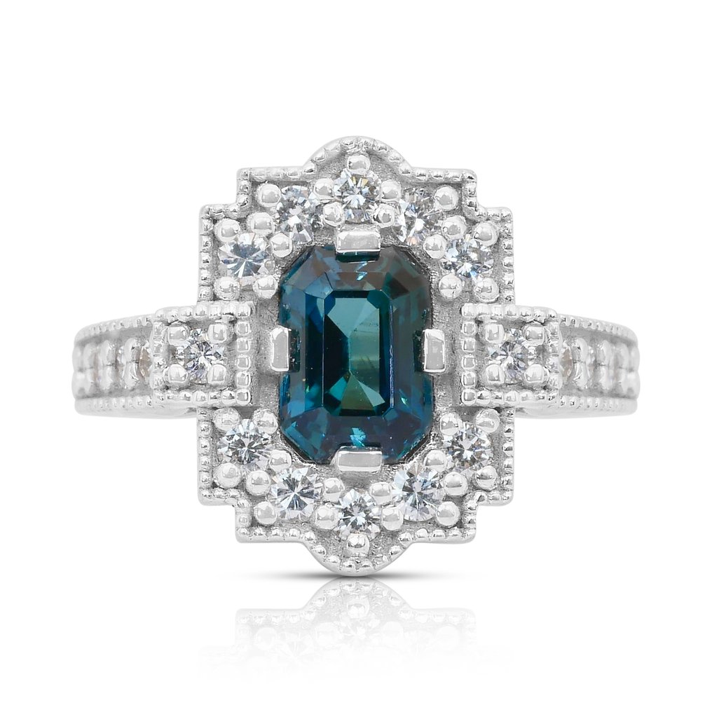 没有保留价 - 戒指 - 18K包金 白金 - 1.74ct. tw. 电气石 - 钻石 - 迷人的戒指 #1.0