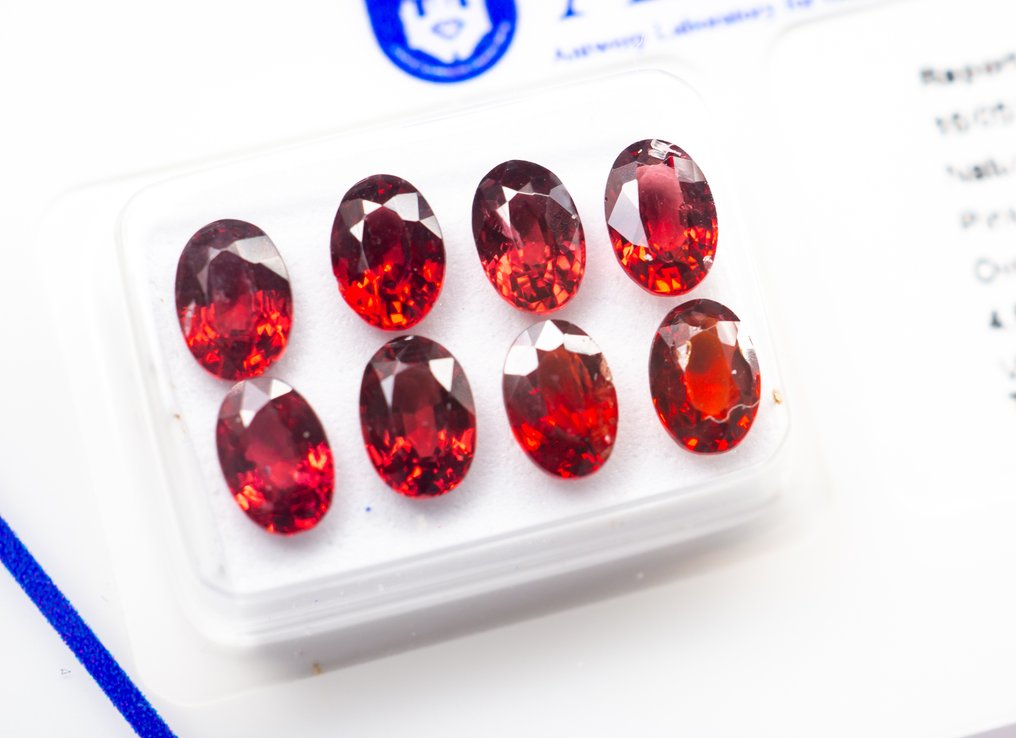 Senza Prezzo di Riserva - 8 pcs Spinello - 4.63 ct - Antwerp Laboratory for Gemstone Testing (ALGT) - Rosso rosa intenso #1.0