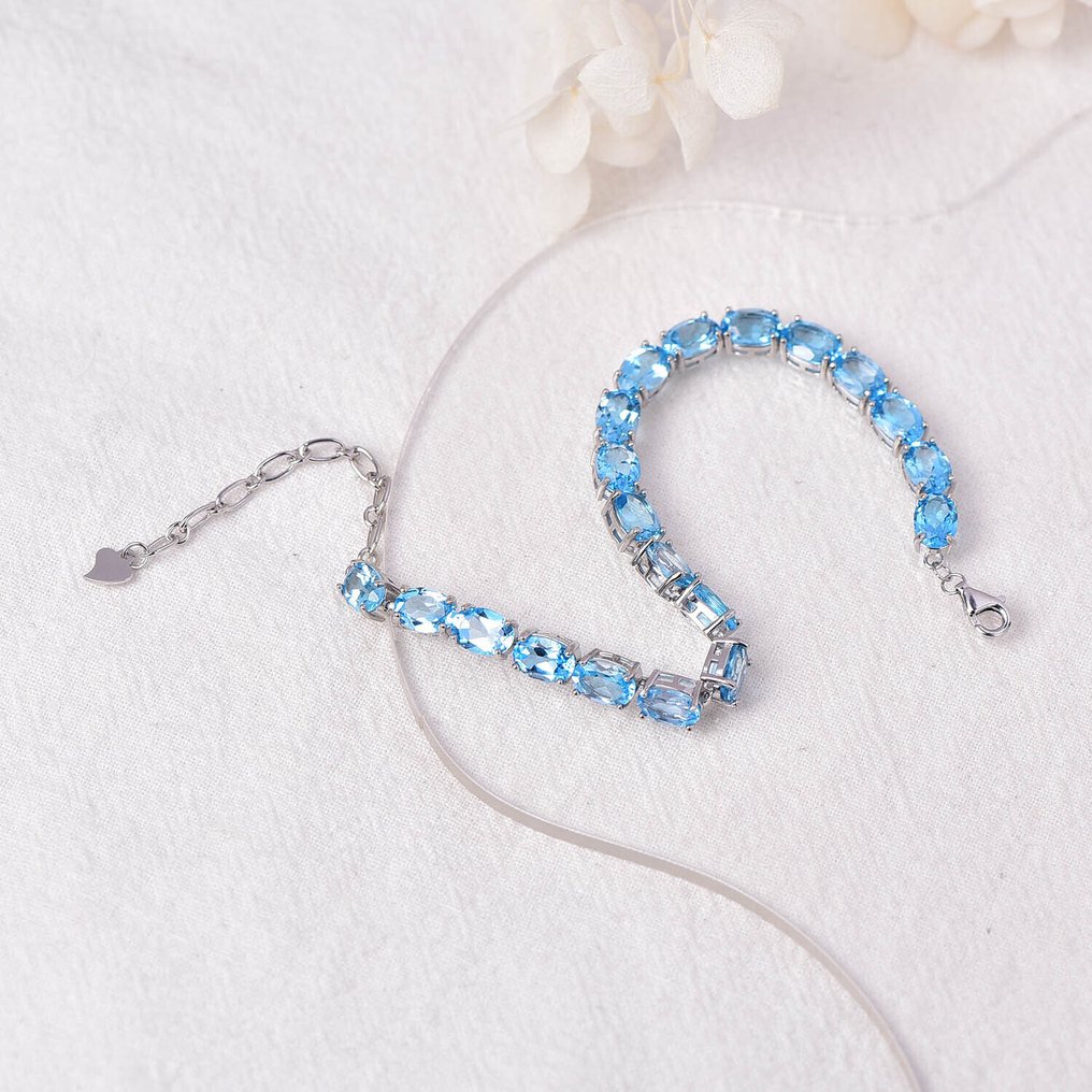 Zonder Minimumprijs - Armband Zilver - Topaz - Gecertificeerd #4.3