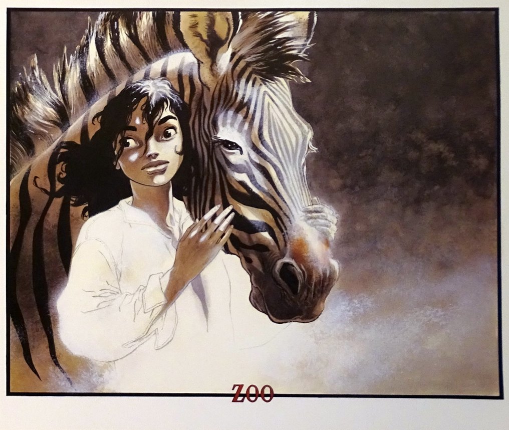 Frank Pé - 1 Offset Print - Zoo - Manon et Le zèbre - Espace BD #2.1