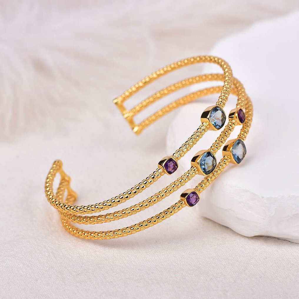 沒有保留價 - 手鈪 銀 - 混合宝石 - 认证 #4.3