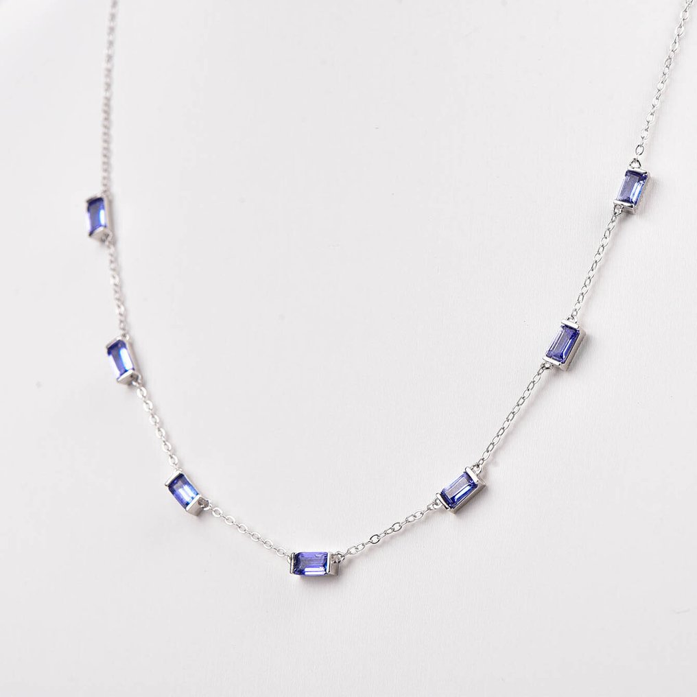 Sem preço de reserva - Colar Prata - Tanzanite - Certificada #1.0