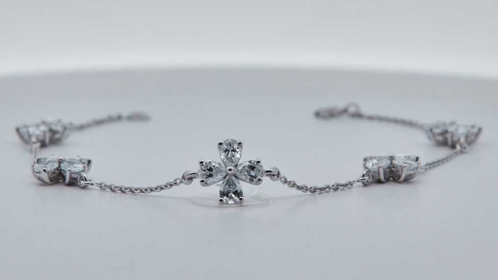 χωρίς τιμή ασφαλείας - Βραχιόλι - 14 καράτια Λευκός χρυσός - 2.81ct. tw. Διαμάντι (Εργαστηριακής καλλιέργειας) #1.0