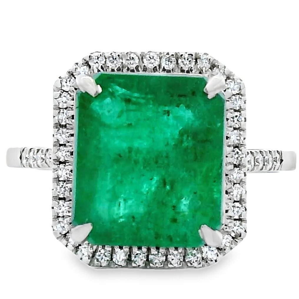 Ring Platin -  4.79ct. tw. Smaragd - Diamant #1.0