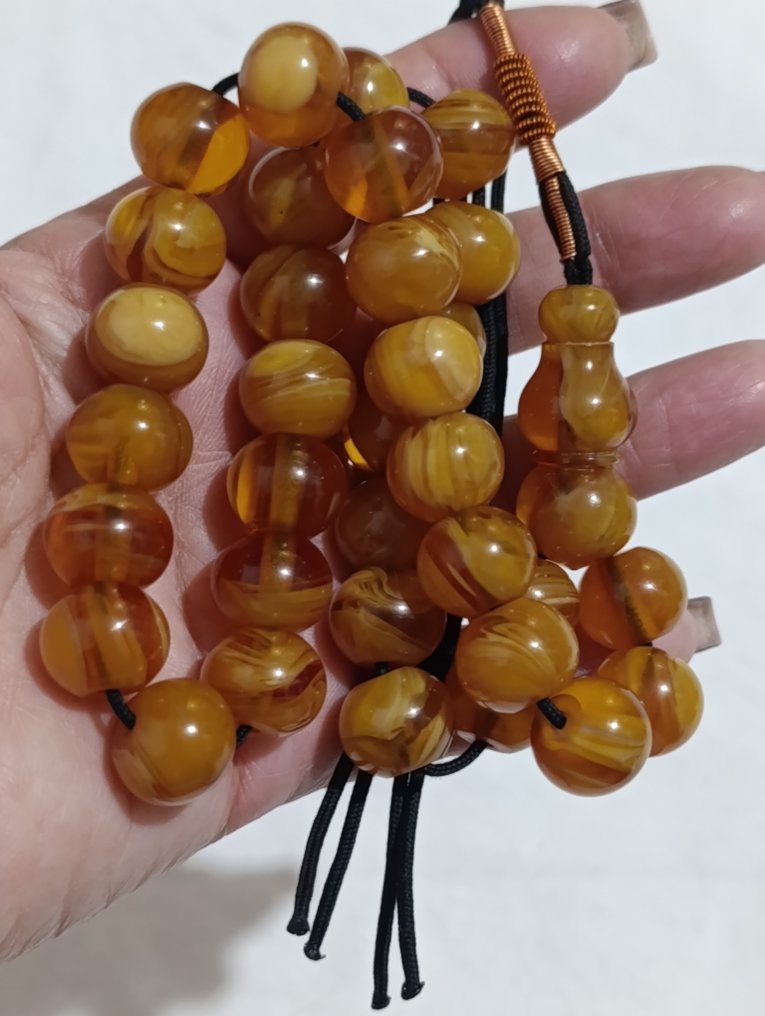 天主教念珠 - 琥珀 - 1970-1980 - 稀有的祈祷念珠 #4.3