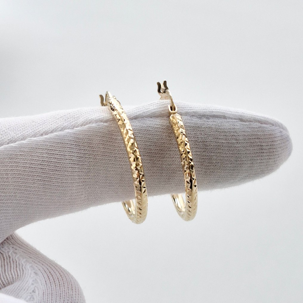 Σκουλαρίκια - 14 καράτια Κίτρινο χρυσό - Κοπή διαμαντιού σε σωλήνα #1.0