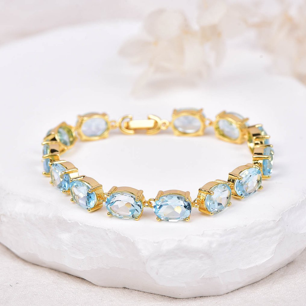 Fără preț de rezervă - Brățară Argint - Topaz - Certificat #4.3