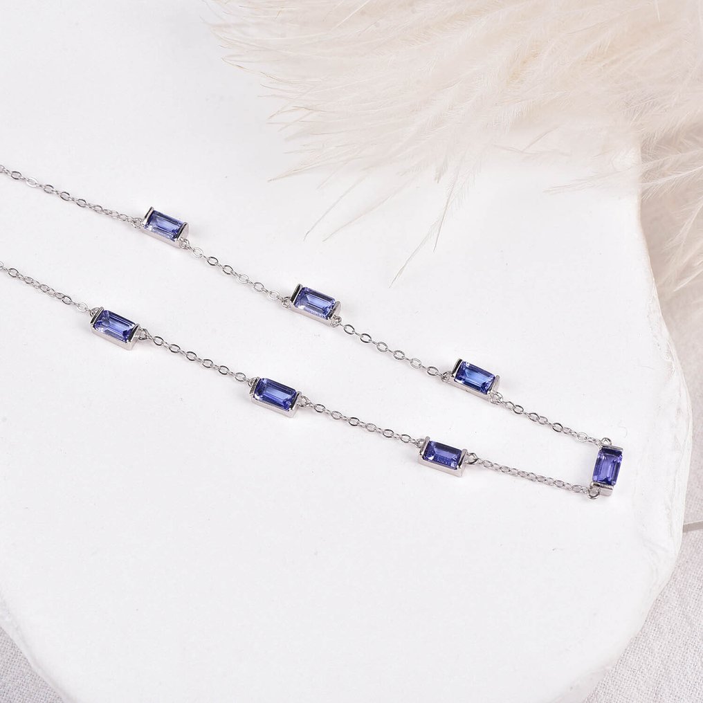 Sem preço de reserva - Colar Prata - Tanzanite - Certificada #3.2