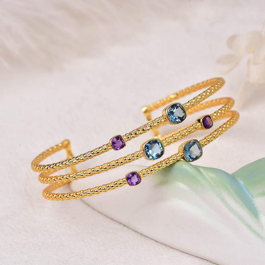 沒有保留價 - 手鈪 銀 - 混合宝石 - 认证 #1.0