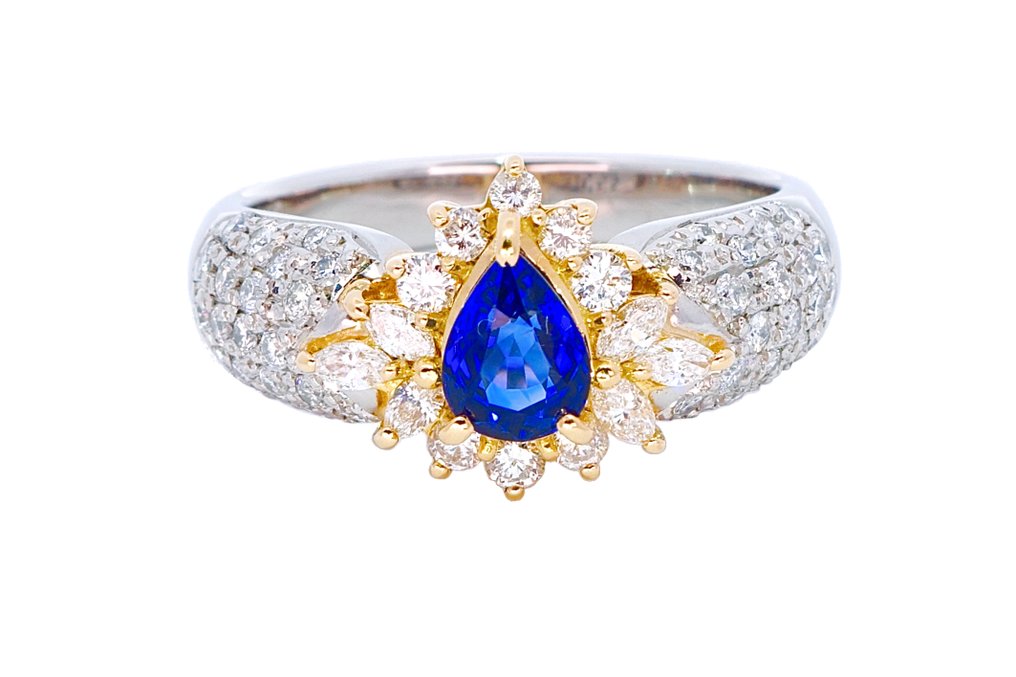 Verighetă - 18 ct. Platină, Aur galben - 1.73ct. tw. Safir - Diamant - Ceylon Sapphire #1.0