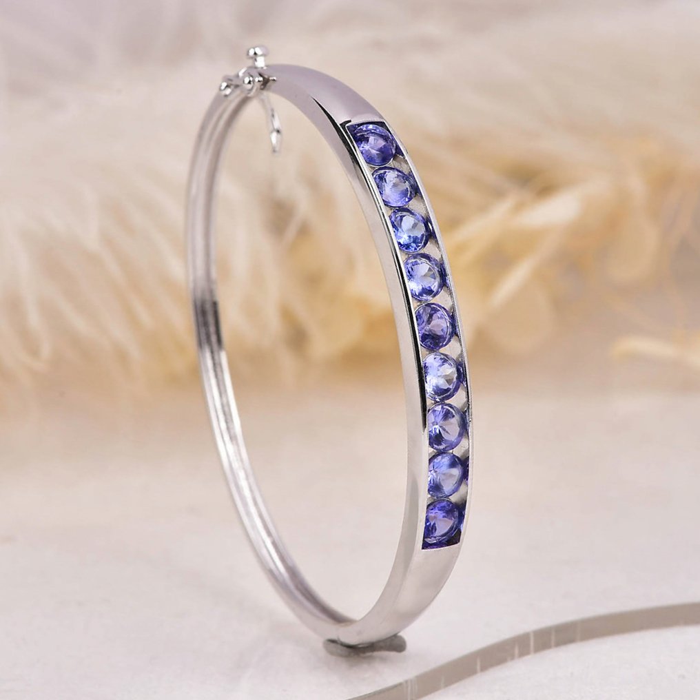 Sem preço de reserva - Bracelete Prata - Tanzanite - Certificada #1.0