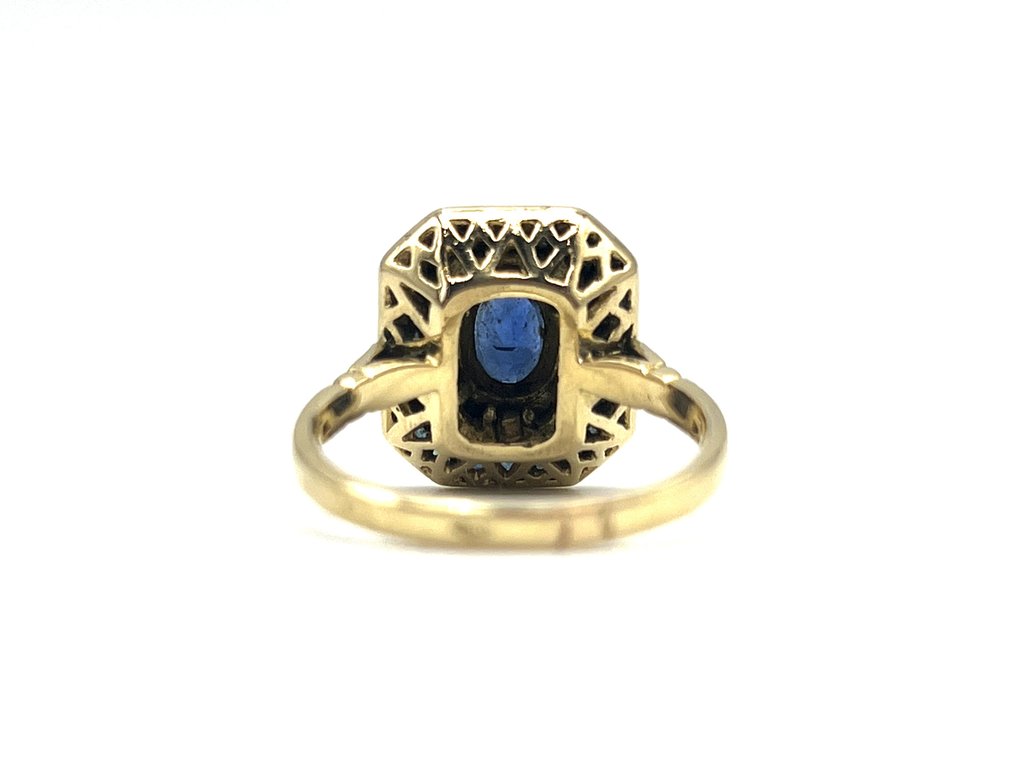 戒指 - 18K包金 黄金 -  0.50ct. tw. 蓝宝石 - 钻石 #2.1