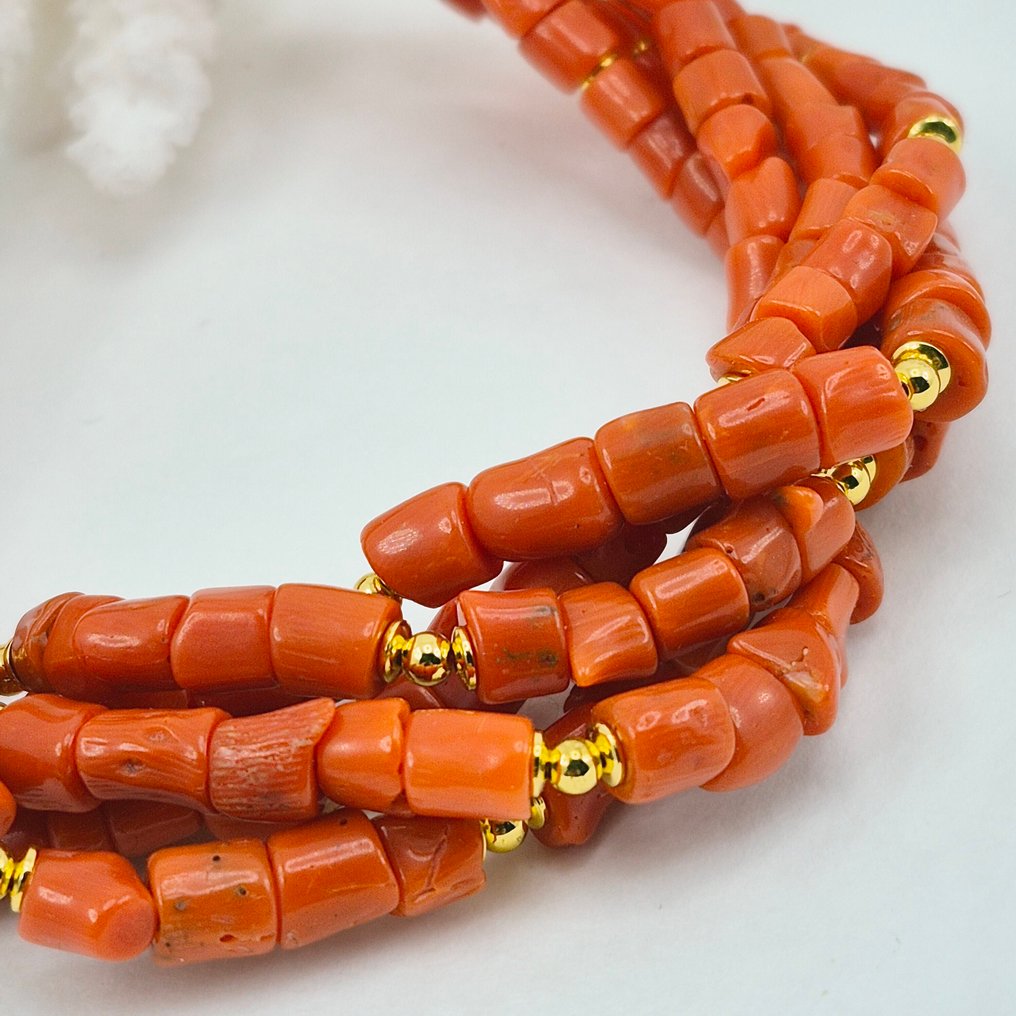 紅珊瑚 - 銀, 鍍金 - 手鈪 - CORALLO MEDITERRANEO #2.1