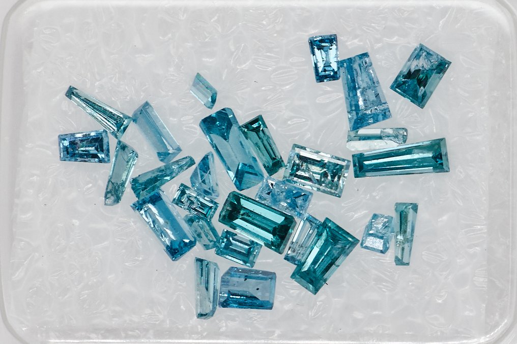 沒有保留價 - 27 pcs 鑽石  (經顏色處理)  - 0.97 ct - 長方形 - SI1, SI2, I1, I2, I3 - Gem Report Antwerp (GRA) #1.0