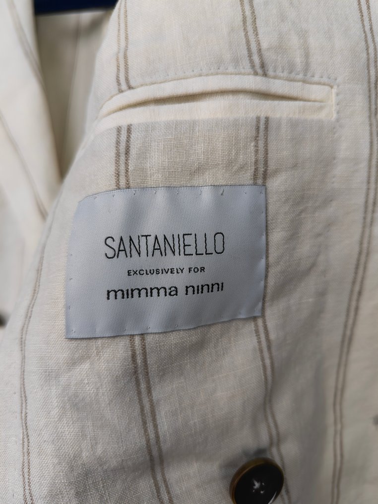 RRP 750€ SANTANIELLO Suit White Striped Linen Hand Made in Italy - 54 IT - 男士西裝 - New with tags #4.3