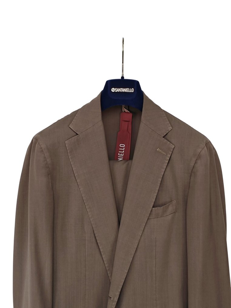 RRP 750€ SANTANIELLO Unlined Suit Light Brown Wool Hand Made in Italy - 50 IT - Men's suit - New with tags #2.1