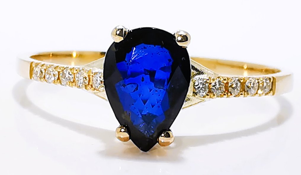 沒有保留價 - 戒指 - 14 克拉 黃金 - 0.55ct. tw. 藍寶石 - 鉆石 #3.2