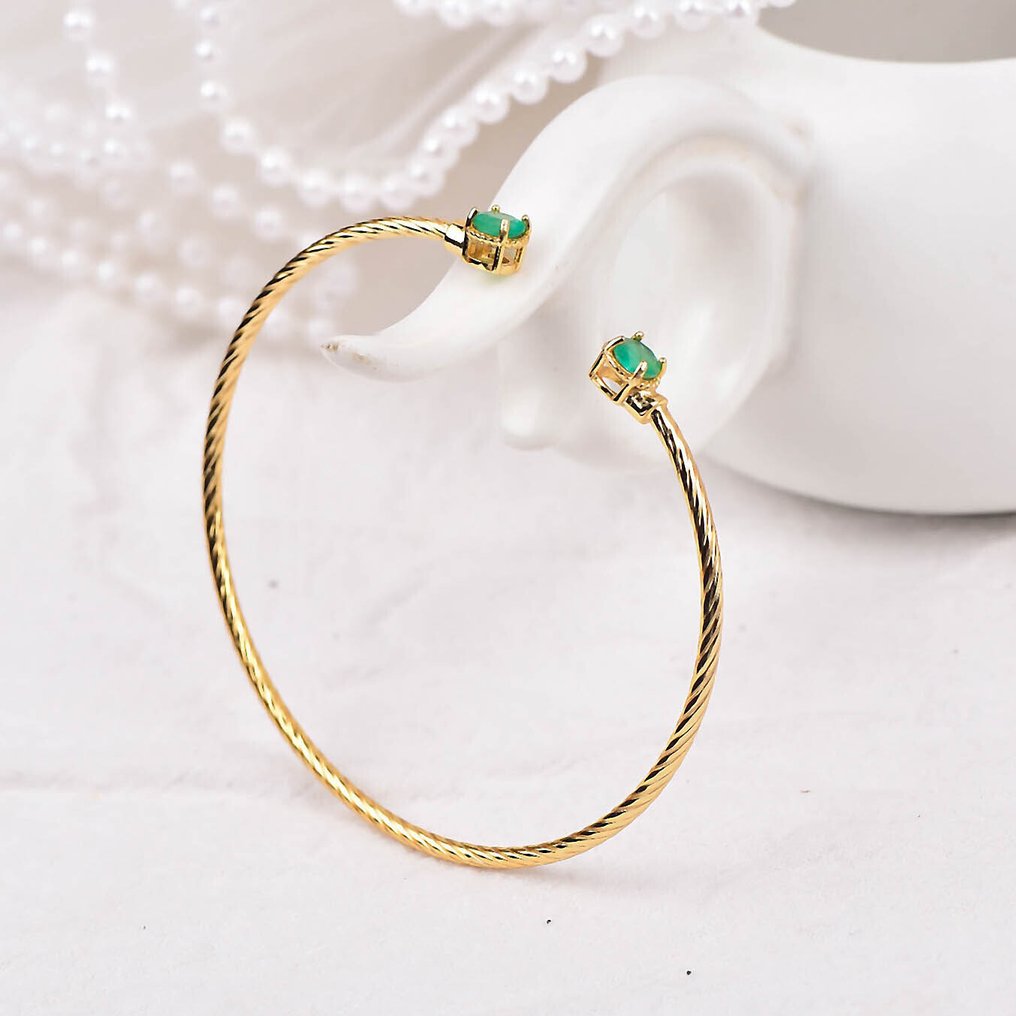 χωρίς τιμή ασφαλείας - Βραχιόλι Ασημί - Σμαράγδι - Πιστοποιημένο #3.2